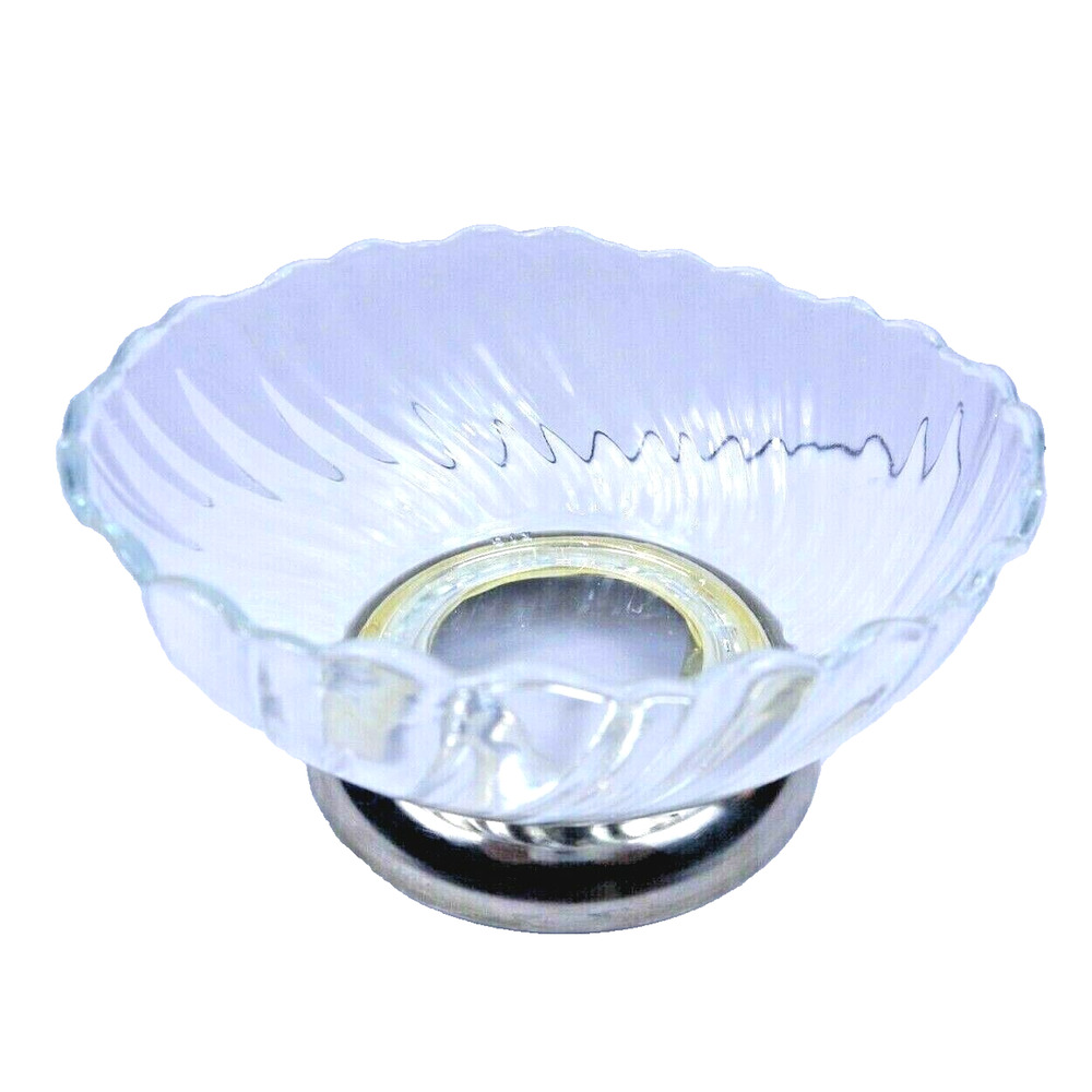 KIG Indonesia Glass Silver Base Candy Nut Bowl 4.5" Swirled Small MCM Vintage